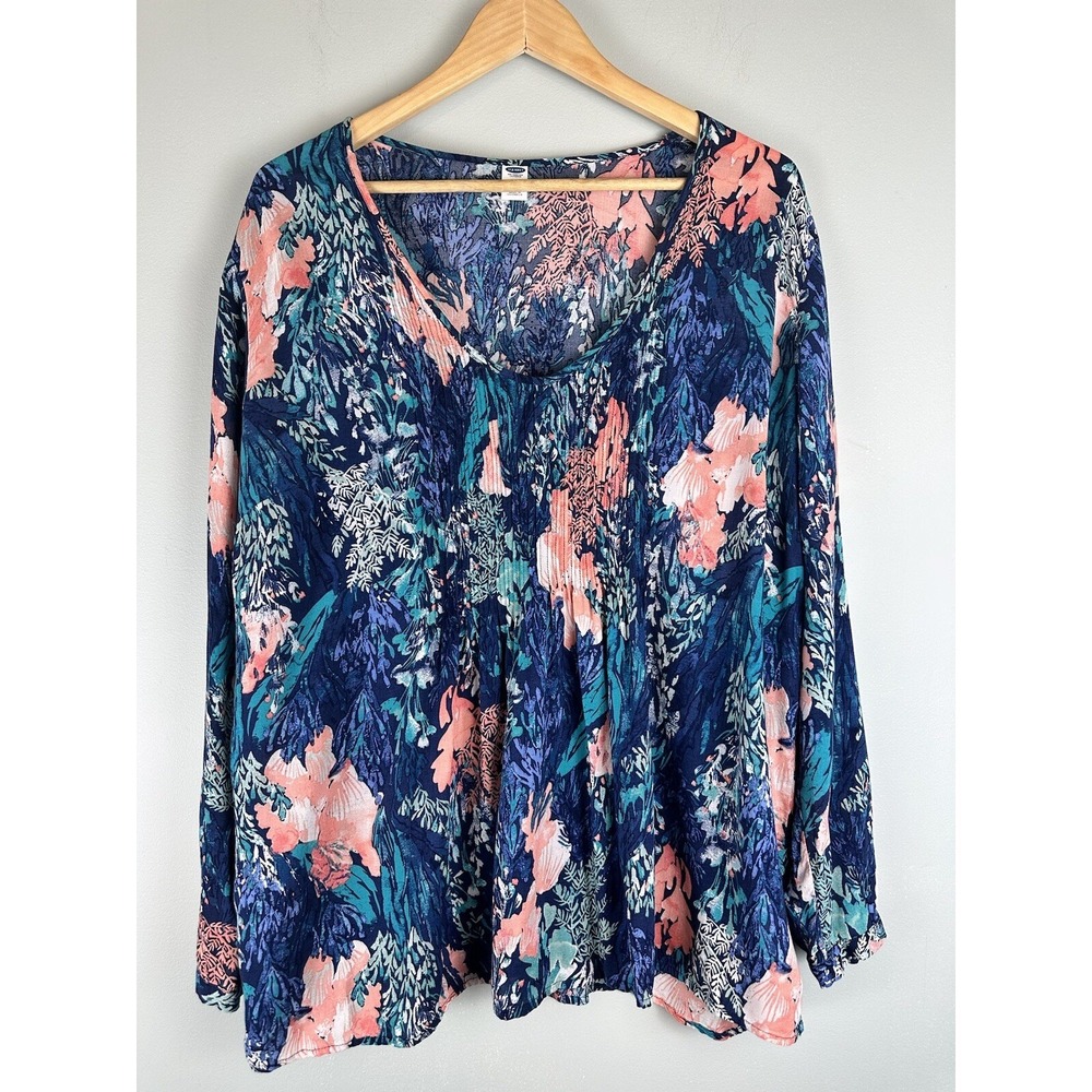 Old Navy Long Sleeve Lightweight Floral Botanical Top Shirt Women's Size XL